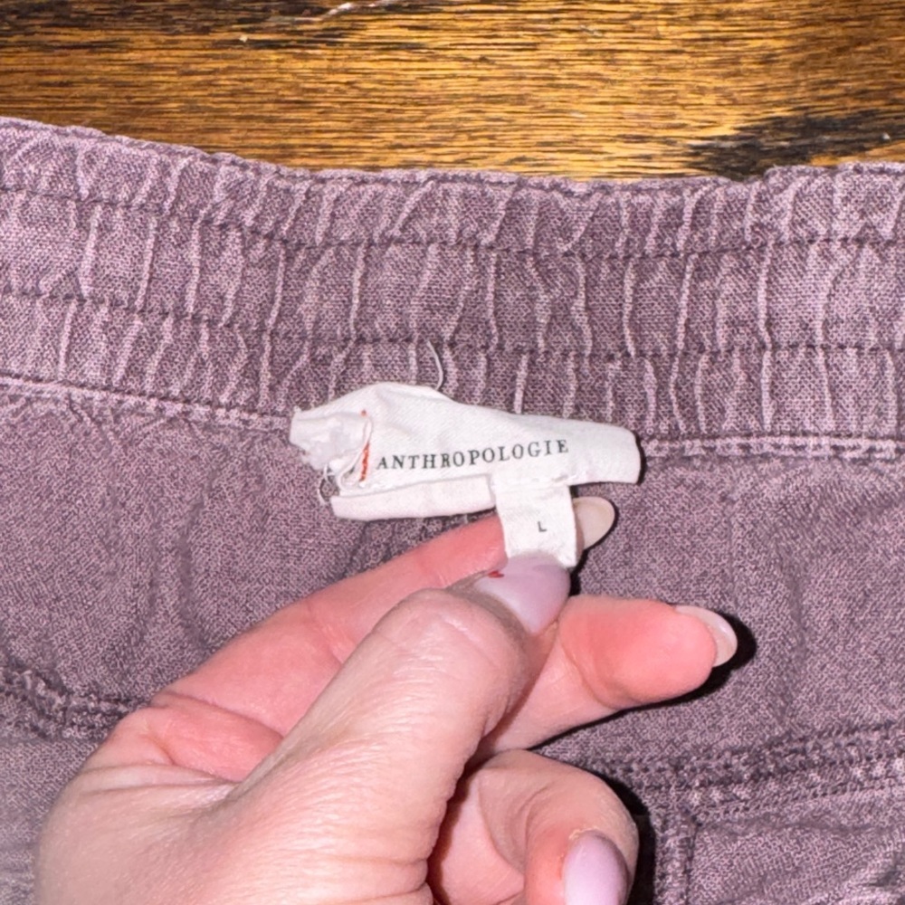 Anthropoloige Dusty Purple Cargo Linen Jogger Pants Women's L - Picture 2 of 7